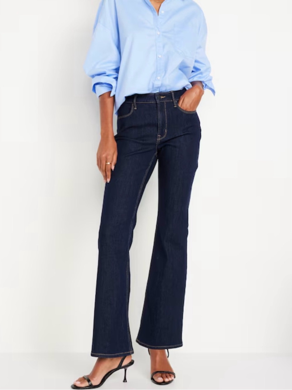 Old Navy Womens High-Waisted Wow Flare Denim Jeans Dark Wash